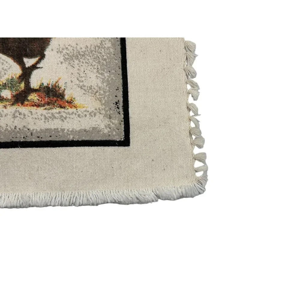 Set Of 6 Rustic Rooster Placemats Fringed Edges Linen Look Cottage‎ Farmhouse